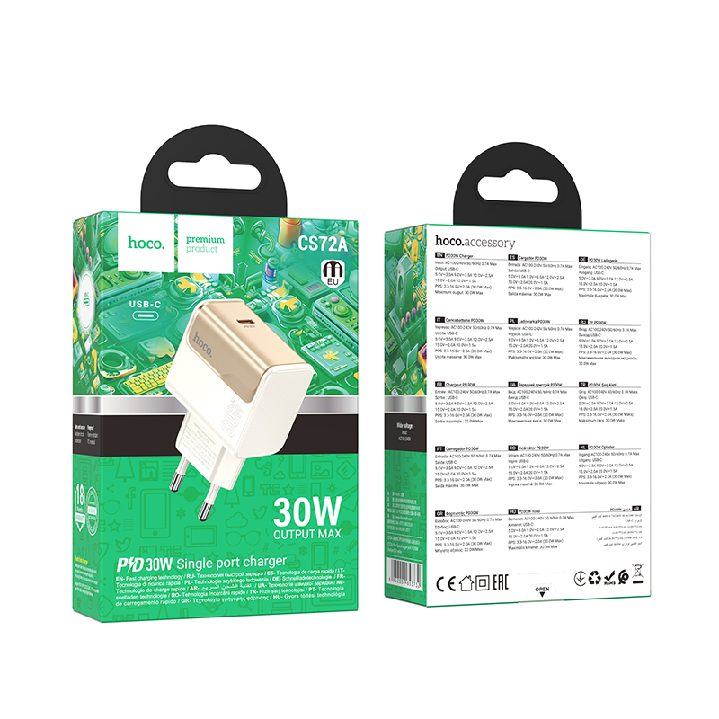 Сетевое зарядное устройство HOCO CS72A Star 1xUSB-C, 30W, белый фото