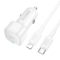 Автомобильное зарядное устройство BOROFONE BZ34A Cloud, 1xUSB-C с Кабелем Type-C - Lightning, 20W, белый фото
