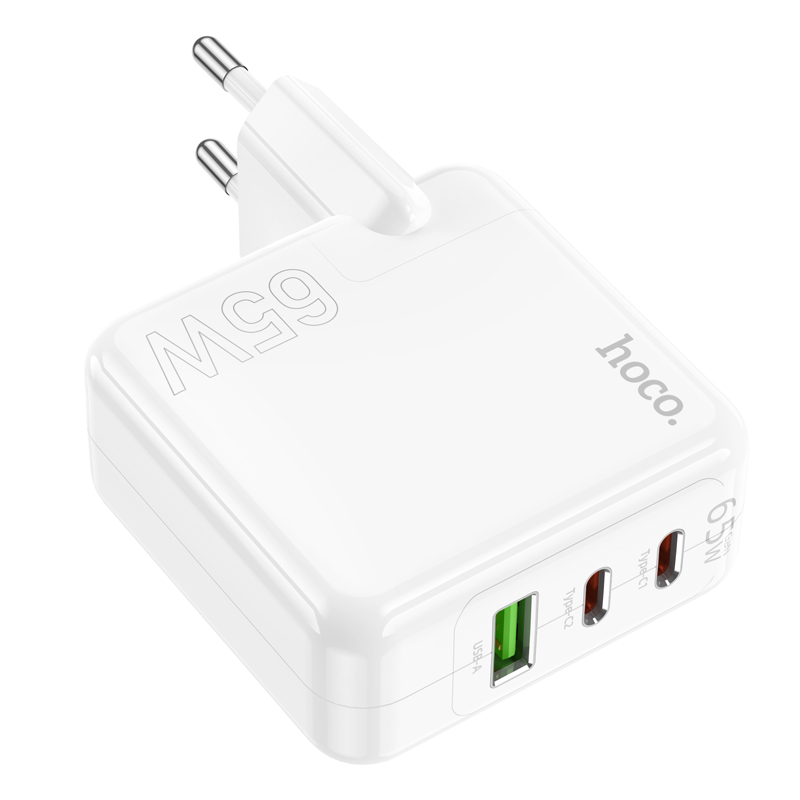 Сетевое зарядное устройство HOCO C115A Header 1xUSB + 2xUSB-C, 3A, 65W, белый фото