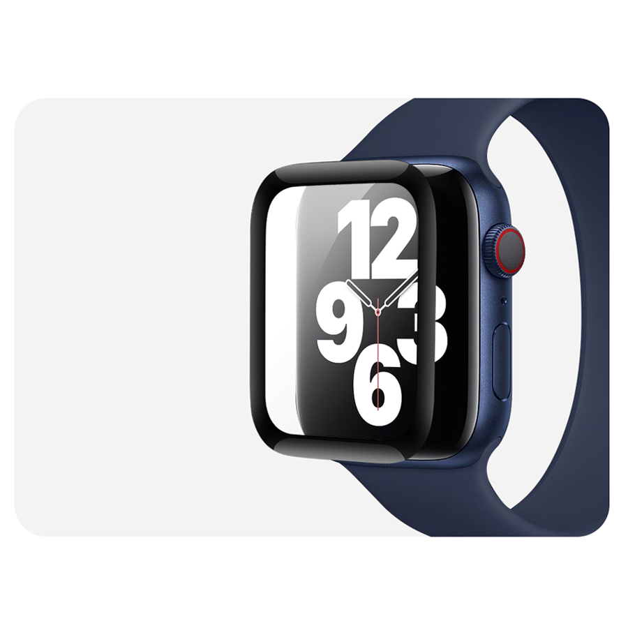 Защитное стекло COTEetCI 4D для Apple Watch SE, Full Glue 3D, 44mm, прозрачный+черная рамка фото