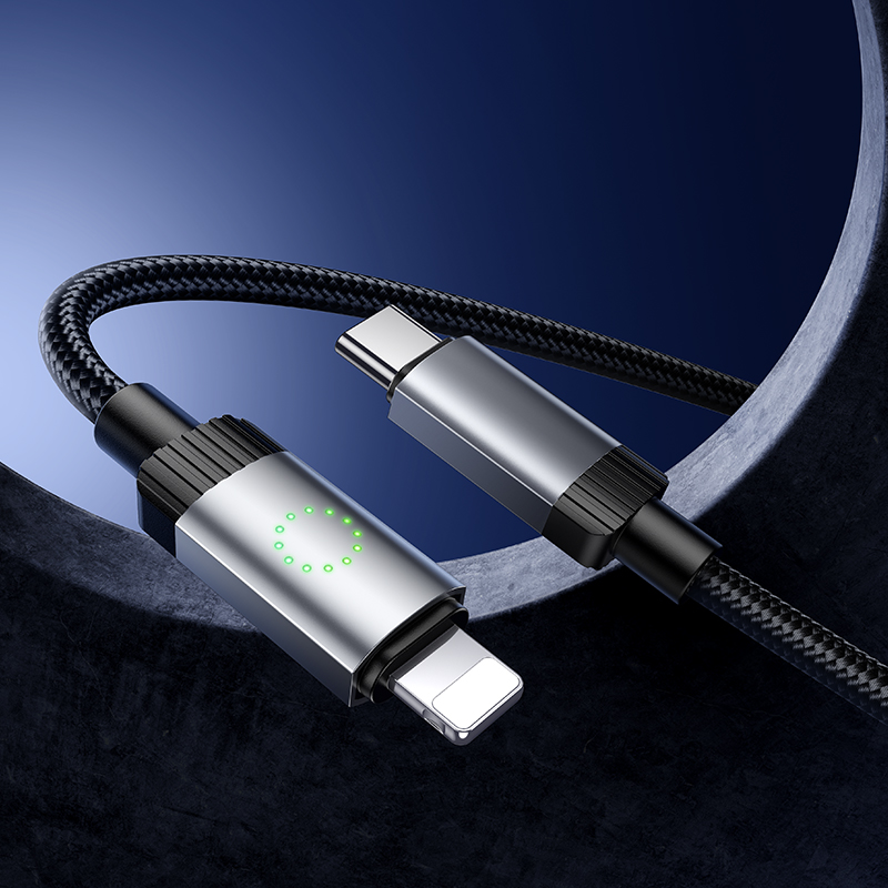 Кабель USB-C HOCO X117 Star Type-C - Lightning, 27W, 1 м, черный фото