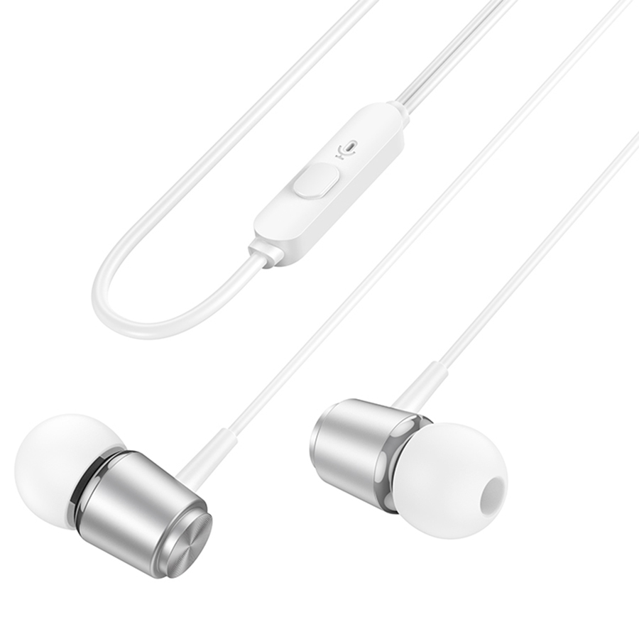 Проводные наушники HOCO M108 Spring, Jack 3.5mm, 1.2 м, серебристый фото