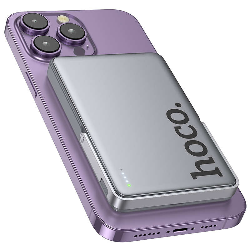 Портативный аккумулятор HOCO Q36 Sunlight, с беспроводной зарядкой, 20W, 5000 мА⋅ч, серый металлик фото