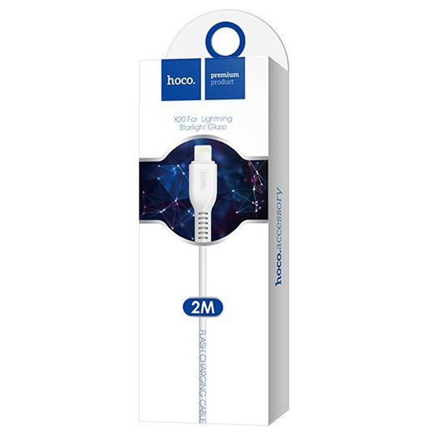 Кабель USB HOCO X20 Flash USB - Lightning, 2.4А, 2 м, белый фото