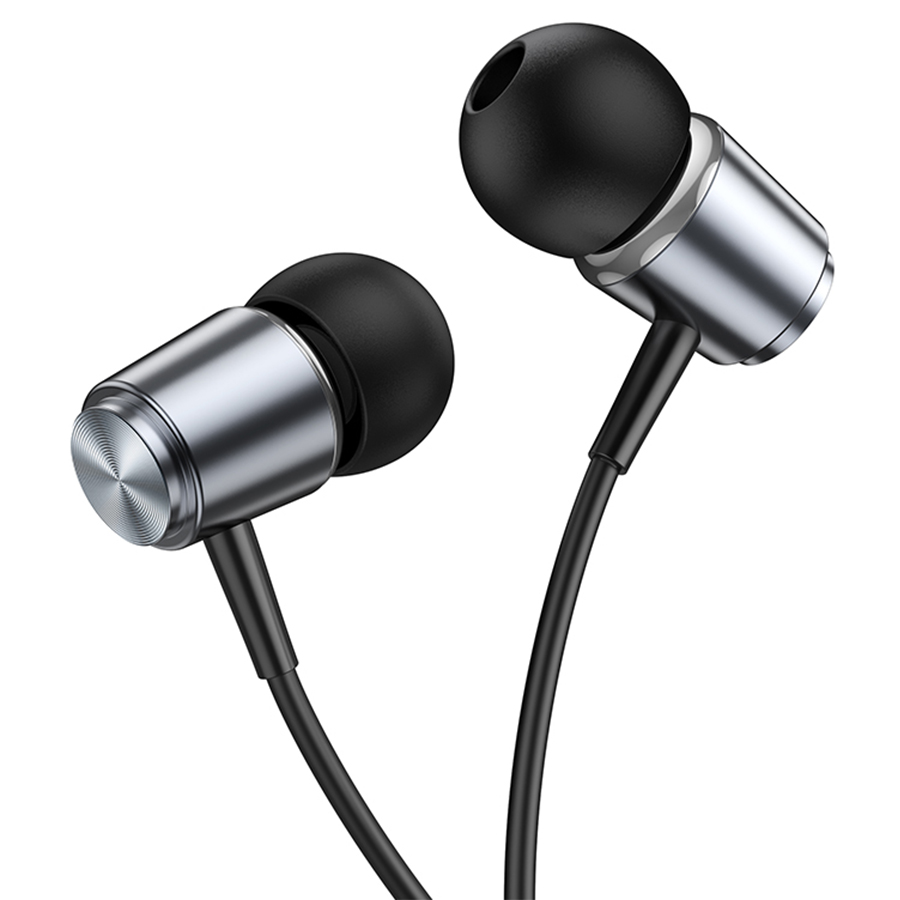 Проводные наушники HOCO M108 Spring, Jack 3.5mm, 1.2 м, серый металлик фото