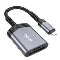 Переходник/Адаптер HOCO UA25 Card reader Lightning (m) - TF/SD, 19 см, серый металлик фото
