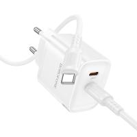 Сетевое зарядное устройство BOROFONE BA85A Flare star 2xUSB-C с Кабелем Type-C - Type-C, 35W, белый фото
