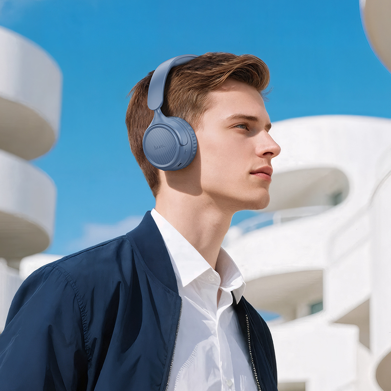 Беспроводные наушники накладные HOCO W66 Wave, Bluetooth, синий фото