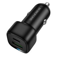 Автомобильное зарядное устройство BOROFONE BZ34B Cloud, 1xUSB + 1xUSB-C, 38W, черный фото