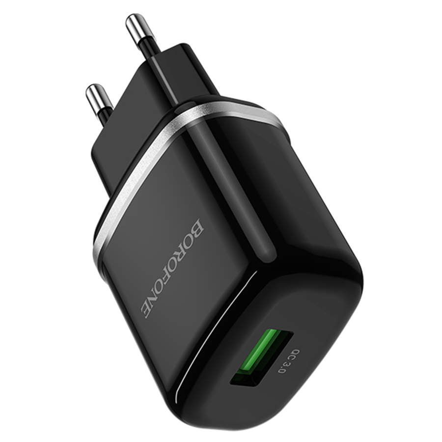 Сетевое зарядное устройство BOROFONE BA36A High speed 1xUSB, 3A, 18W, черный фото