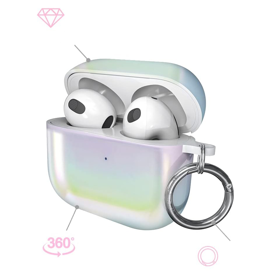 Чехол пластиковый Kingxbar со шнурком для Airpods Pro, прозрачный, перламутр (37) фото