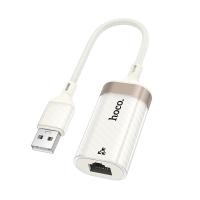 Переходник/Адаптер HOCO UA41 Crystal USB (m) - RJ45 (f), 15 см, белый фото