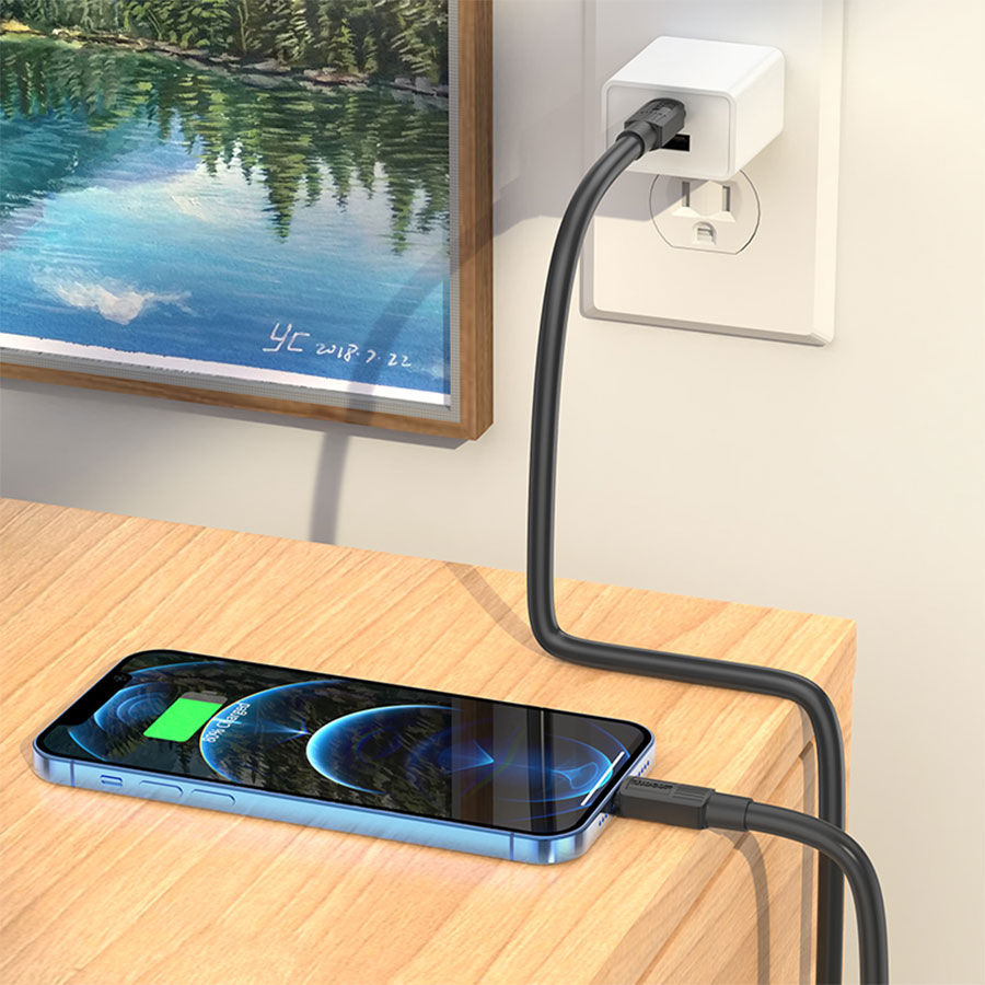 Кабель USB-C HOCO X84 Solid Type-C - Lightning, 2.4А, 20W, 1 м, черный оптом недорого с доставкой Кабель USB-C HOCO X84 Solid Type-C - Lightning, 2.4А, 20W, 1 м, черный фото