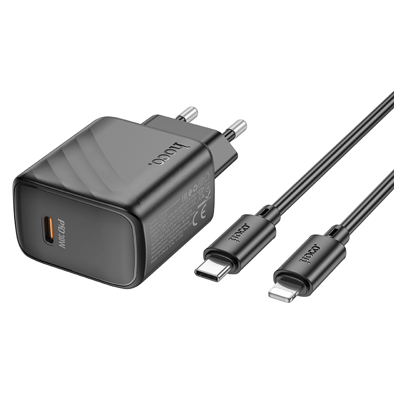 Сетевое зарядное устройство HOCO CS22A Value 1xUSB-C с Кабелем Type-C - Lightning, 30W, черный фото