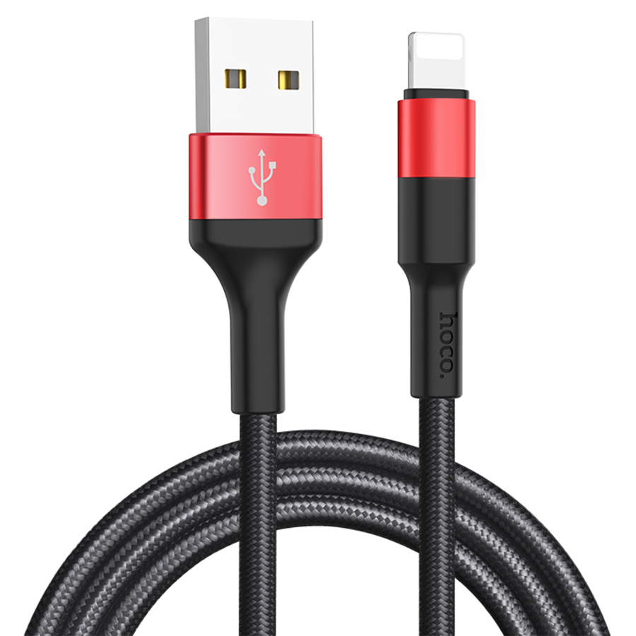 Кабель USB HOCO X26 Xpress USB - Lightning, 2А, 1 м, черный+красный фото