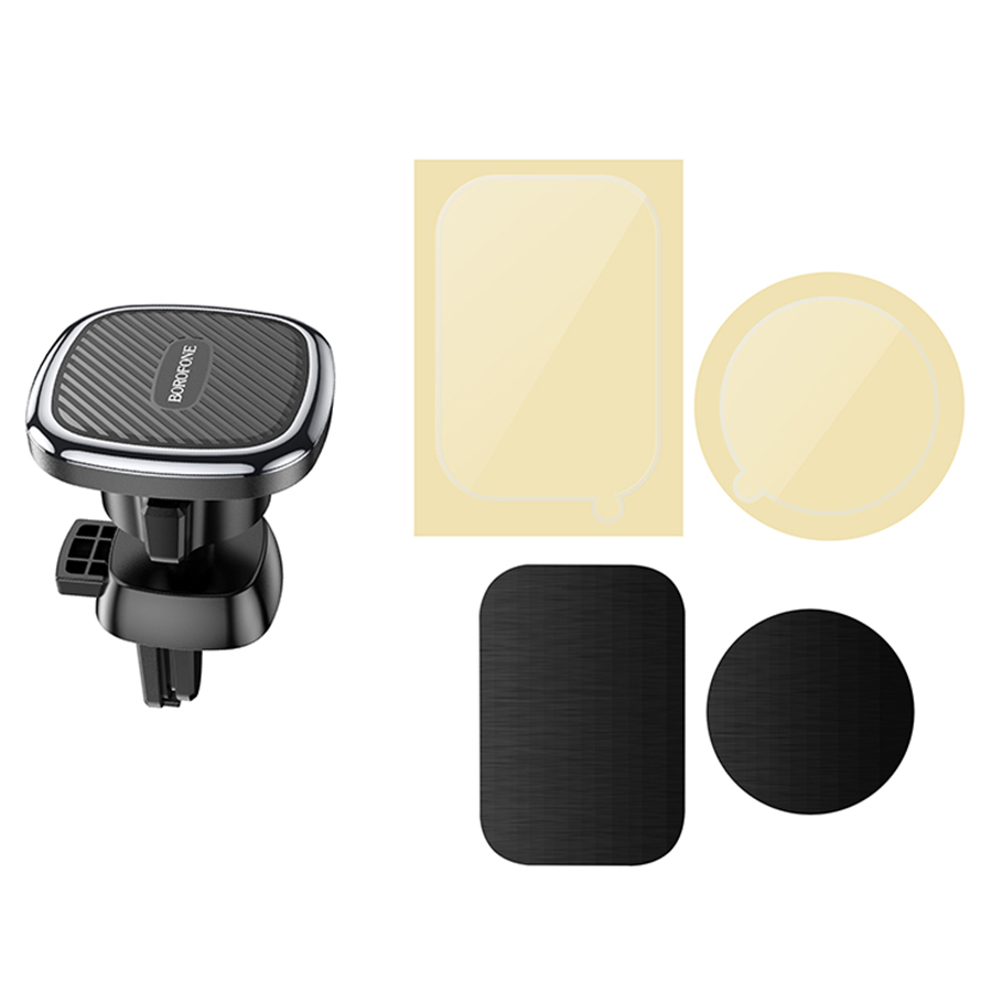 Автомобильный держатель BOROFONE BH67 Air outlet, магнитный, на воздуховод, черный+серый металлик фото