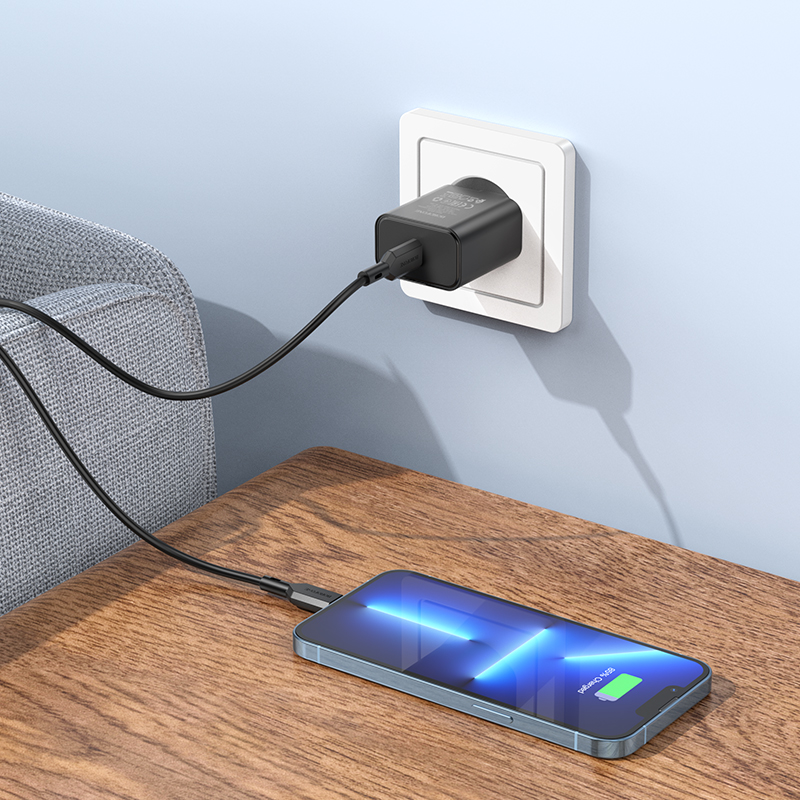 Сетевое зарядное устройство BOROFONE BA71A Power 1xUSB-C, 20W, черный фото