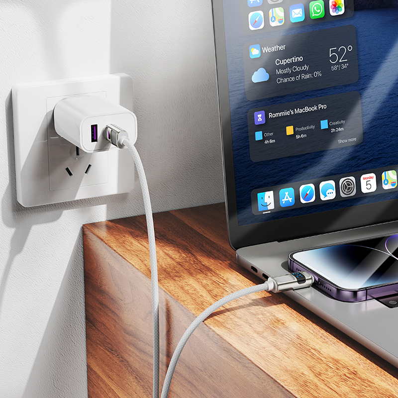 Кабель USB-C HOCO U137 Line Type-C - Lightning, 27W, 1.2 м, белый фото