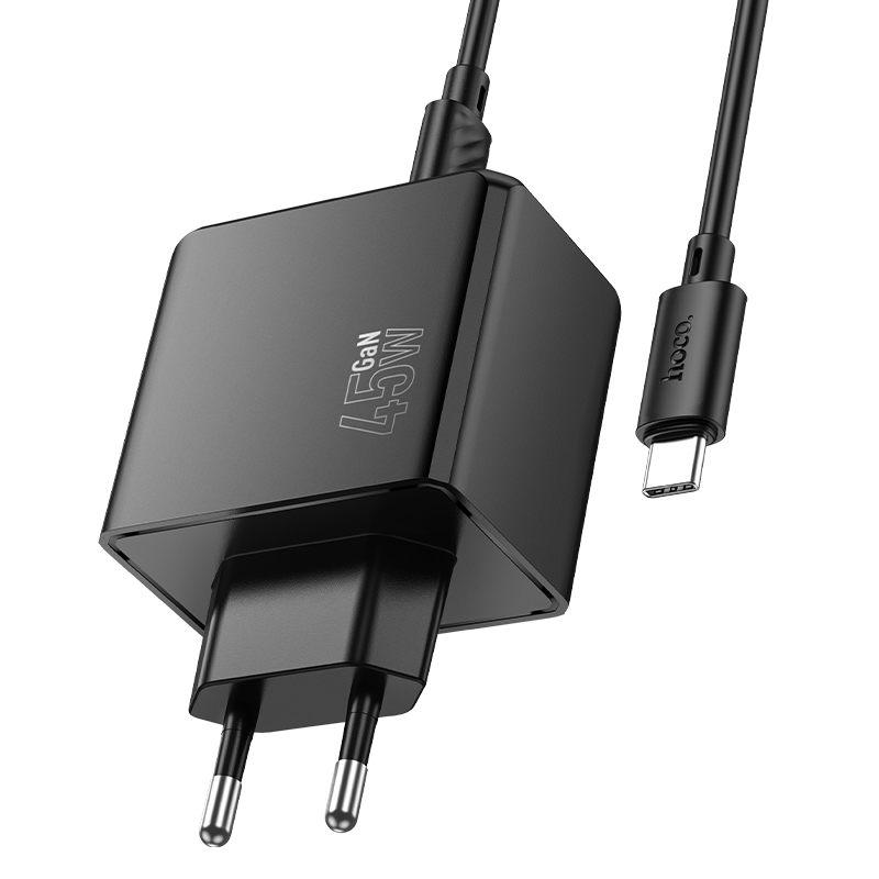 Сетевое зарядное устройство HOCO CS18A Ocean 2xUSB + 2xUSB-C с Кабелем Type-C - Type-C, 3A, 45W, черный фото