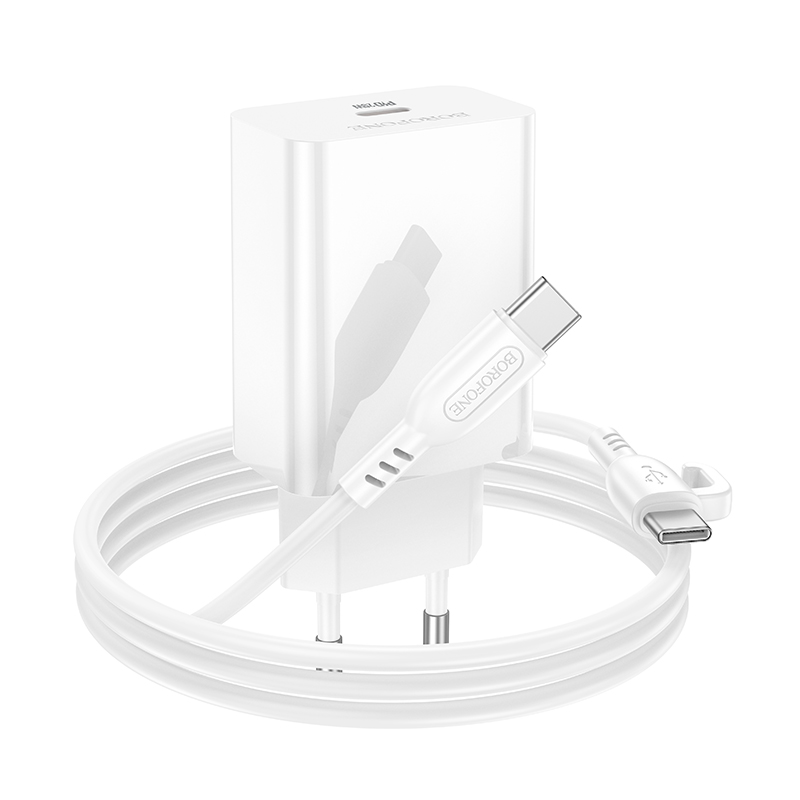 Сетевое зарядное устройство BOROFONE BA21A Prob Long journey 1xUSB-C с Кабелем Type-C - Type-C, 20W, белый фото