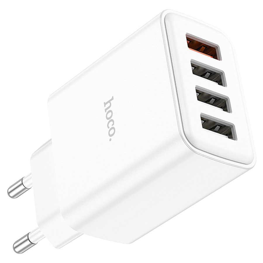 Сетевое зарядное устройство HOCO C102A Fuerza 4xUSB, 2.1A, 18W, белый фото