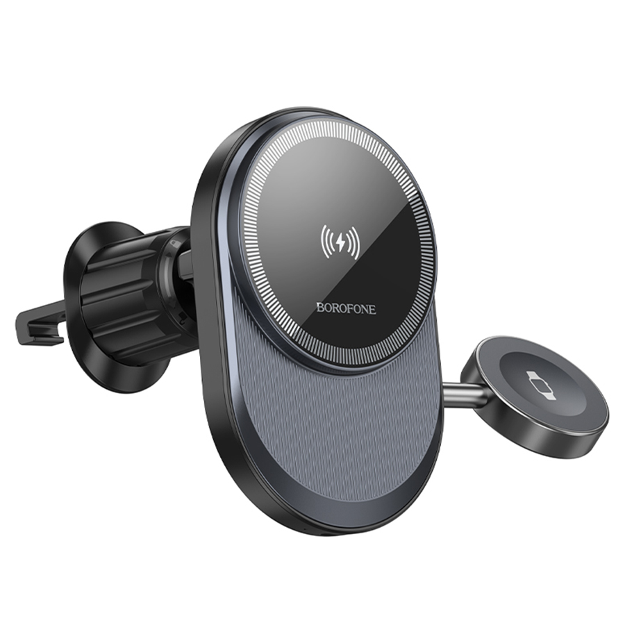 Автомобильный держатель BOROFONE BH219 Fine, магнитный с беспроводной зарядкой, 15W, на воздуховод, черный фото