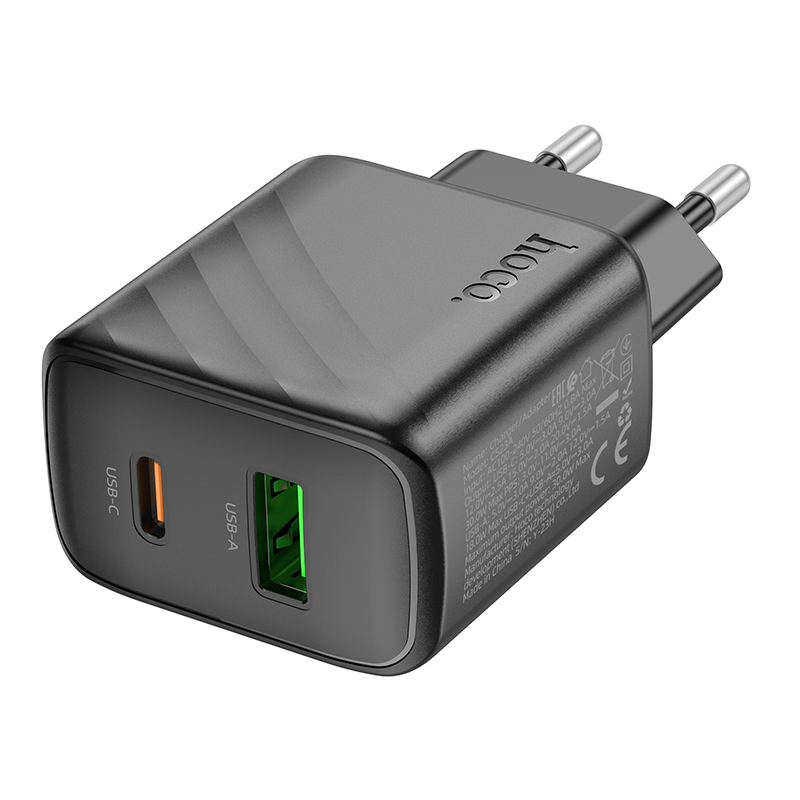 Сетевое зарядное устройство HOCO CS23A Sunlight 1xUSB + 1xUSB-C, 3A, 30W, черный фото