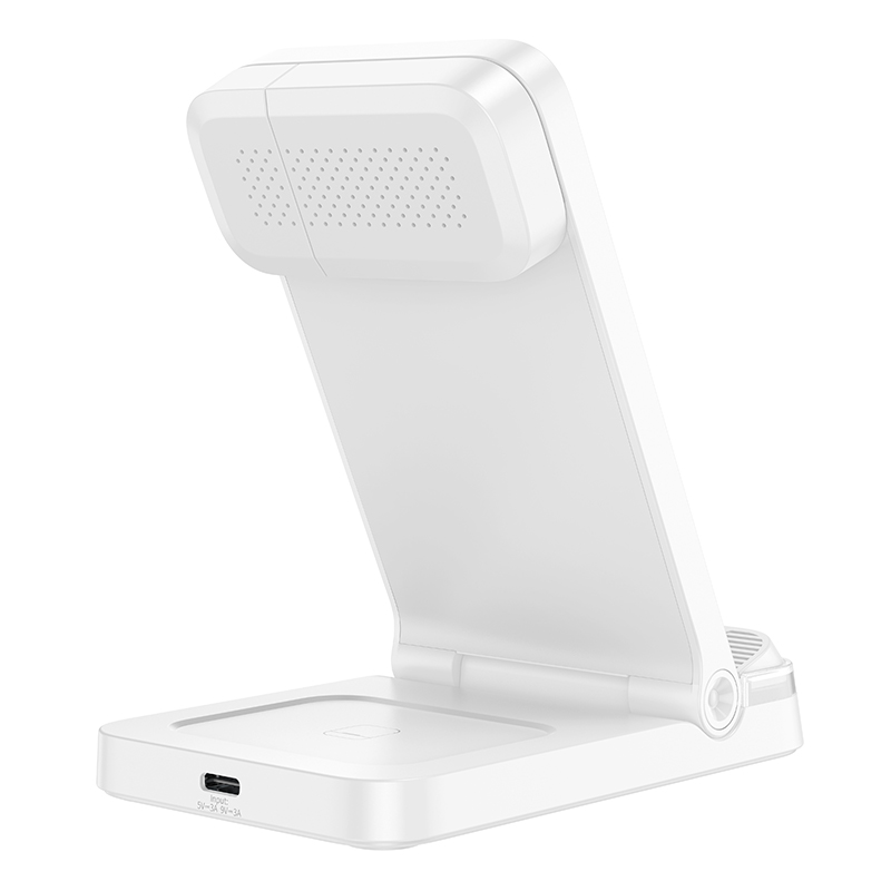 Настольная зарядная станция BOROFONE BQ33 Clever для iPhone+Airpods+Apple Watch с Кабелем USB - Type-C, 5W/7.5W/10W/15W, белый фото