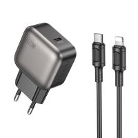 Сетевое зарядное устройство BOROFONE BAS53A Absolute 1xUSB-C с Кабелем Type-C - Lightning, 20W, черный фото