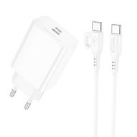 Сетевое зарядное устройство BOROFONE BA21A Prob Long journey 1xUSB-C с Кабелем Type-C - Type-C, 20W, белый фото