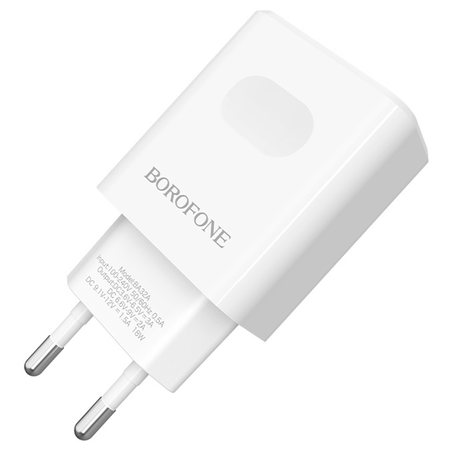 Сетевое зарядное устройство BOROFONE BA32A Bright power 1xUSB, 3A, белый фото