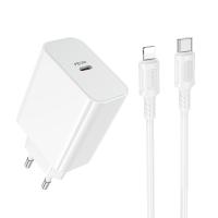 Сетевое зарядное устройство BOROFONE BA107A Stellar 1xUSB-C с Кабелем Type-C - Lightning, 30W, белый фото