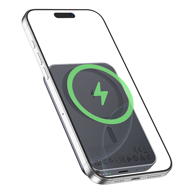 Портативный аккумулятор HOCO J160 Original, с беспроводной зарядкой, 5W, 5000 мА⋅ч, серый металлик фото