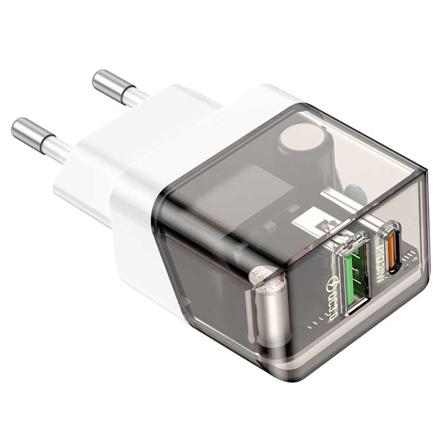 Сетевое зарядное устройство BOROFONE BA80A Scenery 1xUSB + 1xUSB-C, 20W, черный фото