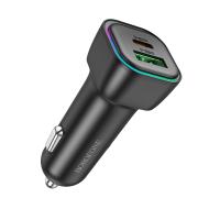 Автомобильное зарядное устройство BOROFONE BZ28A Trophie, 1xUSB + 1xUSB-C, 3A, 30W, черный фото