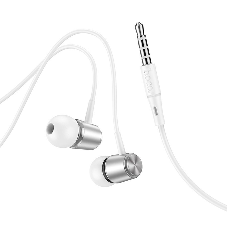 Проводные наушники HOCO M108 Spring, Jack 3.5mm, 1.2 м, серебристый фото