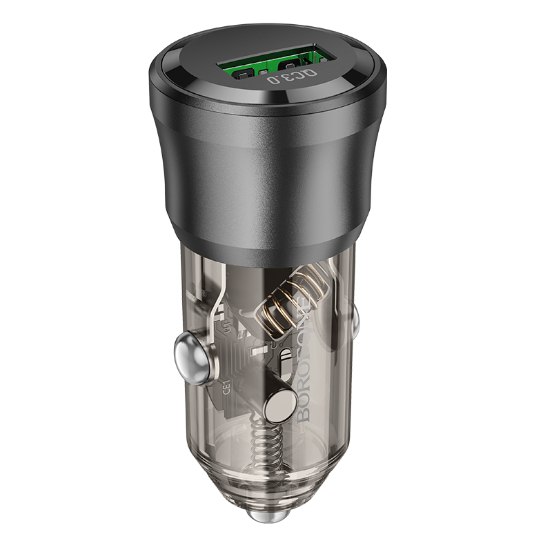 Автомобильное зарядное устройство BOROFONE BZ23 Noble, 1xUSB, 18W, прозрачный черный фото