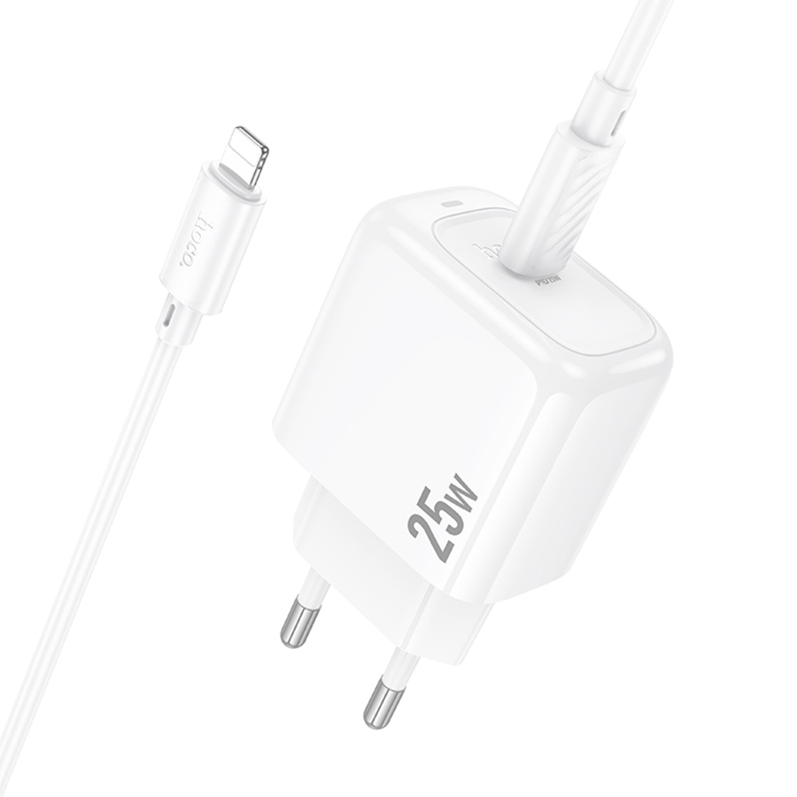 Сетевое зарядное устройство HOCO CS53A Surplus 1xUSB-C с Кабелем Type-C - Lightning, 25W, белый фото