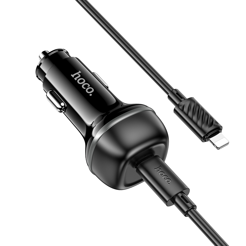 Автомобильное зарядное устройство HOCO Z58 Rank, 1xUSB-C с Кабелем Type-C - Lightning, 30W, черный фото