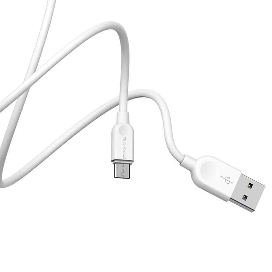 Кабель USB BOROFONE BX14 LinkJet USB - MicroUSB, 2.4А, 1 м, белый фото