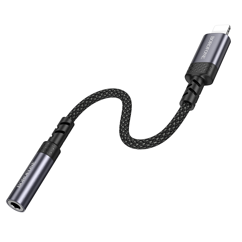 Переходник/Адаптер BOROFONE BV24 Graceful Lightning (m) - Jack 3,5 (f), 15 см, серый металлик фото