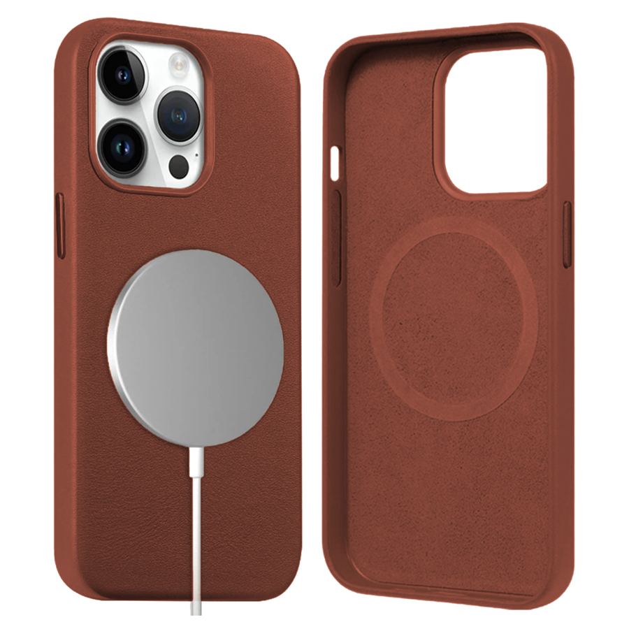 Чехол Leather Case MagSafe для iPhone 14 Pro Max 6.7", коричневый (1) фото