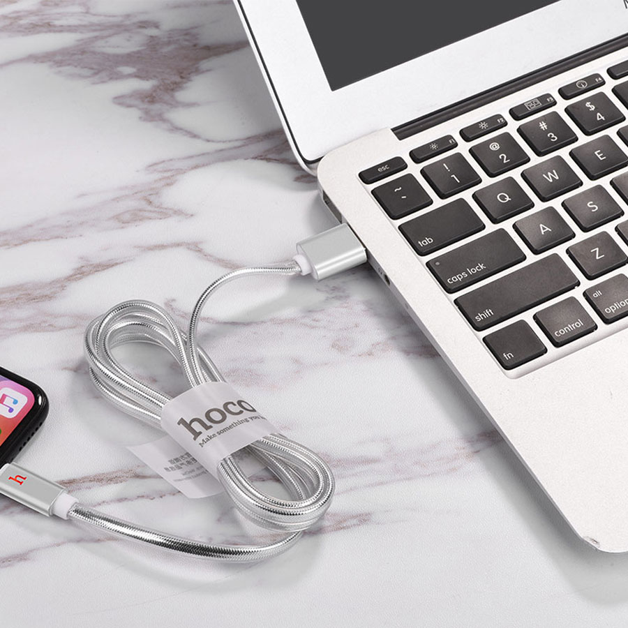 Кабель USB HOCO UPL12 Metal Jelly USB - Lightning, 2.1А, 2 м, серебристый оптом недорого с доставкой Кабель USB HOCO UPL12 Metal Jelly USB - Lightning, 2.1А, 2 м, серебристый фото