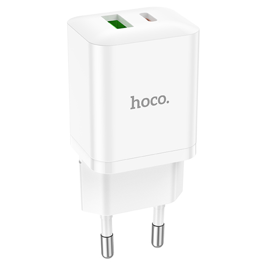 Сетевое зарядное устройство HOCO N28 Founder 1xUSB + 1xUSB-C, 20W, белый фото