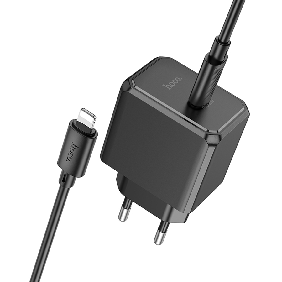 Сетевое зарядное устройство HOCO CS15A Ocean 1xUSB-C с Кабелем Type-C - Lightning, 30W, черный фото