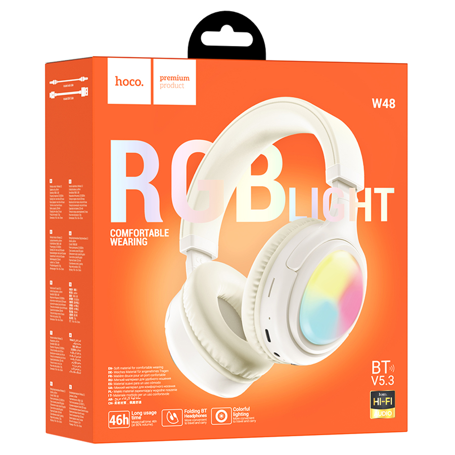 Беспроводные наушники накладные HOCO W48 Focus, Bluetooth, кремовый фото