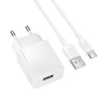 Сетевое зарядное устройство BOROFONE BAS71A Source 1xUSB с Кабелем USB - Type-C, 2.1A, белый фото