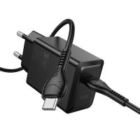 Сетевое зарядное устройство HOCO N70 Nuevo 1xUSB-C с Кабелем Type-C - Type-C, 30W, черный фото