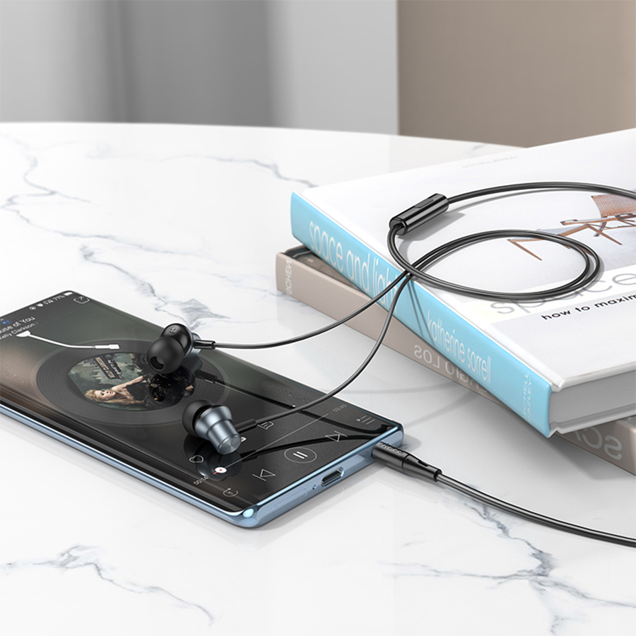 Проводные наушники HOCO M110 Encourage, Jack 3.5mm, 1.2 м, серый металлик фото