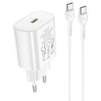 Сетевое зарядное устройство HOCO N22 Jetta 1xUSB-C с Кабелем Type-C - Type-C, 25W, белый фото